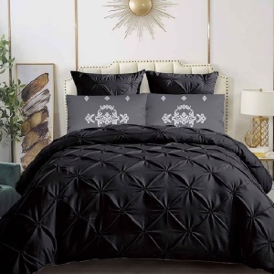 Κλινοσκεπάσματα με Λάστιχο 180x200 Crease Μαύρο 6 Τεμάχια (Finet)