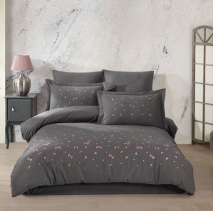 Κλινοσκεπάσματα Poplin Spring Gray (Βαμβάκι Poplin 100% brodat) 6 Τεμάχια
