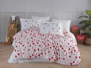 Κλινοσκεπάσματα Venus Red Hearts (Βαμβάκι 100% Poplin)