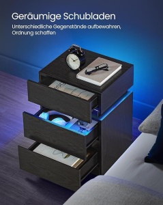 Κομοδίνο με LED Vasagle Μαύρο 40x35x55 cm - Img 6