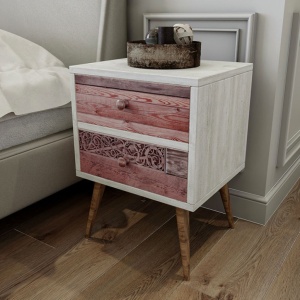 Κομοδίνο PWF-0320 Γκρι-Walnut 40x35x55 cm - Img 2