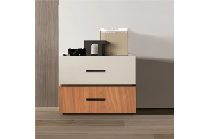 Κομοδίνο Sonlen MDF απόχρωση Καρυδιά-Μπεζ 60x40x44.5 cm - Img 2