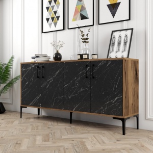 Κονσόλα Kiev160 Walnut-Μαύρο Marble - Img 2