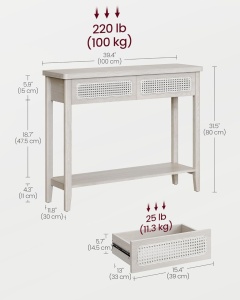 Κονσόλα Vasagle Μπεζ 100x30x80 cm - Img 3