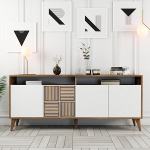 Κονσόλα Milan Walnut-Λευκό