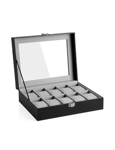 Κουτί για Ρολόγια, Songmics, χωρητικότητα 20.2 x 25.5 x 7.8 cm, JWB010BK, Γκρι
