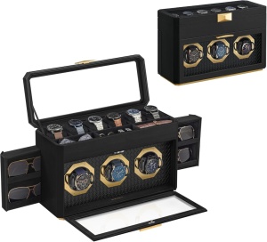 Κουτί Αποθήκευσης Ρολογιών Songmics Μαύρο 40x17.3x25.3 cm
