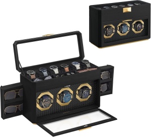 Κουτί αποθήκευσης ρολογιών Songmics Μαύρο 40x17.3x25.3 cm