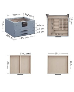 Κουτί Κοσμημάτων, Songmics, Μπλε, 23.1x20.3x13.5 cm - Img 6
