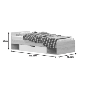 Κρεβάτι μονό με αποθηκευτικό χώρο Letto Pako World Δρυς 90x200x60 cm - Img 2