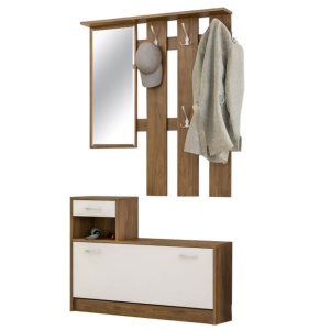 Κρεμάστρα Εισόδου Jamie Λευκό - Walnut 100x27.5x187 cm