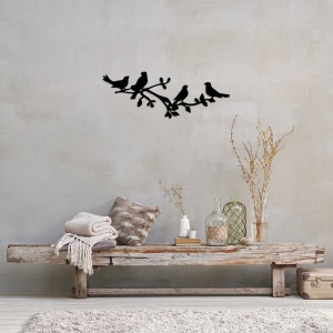 Μεταλλικός πίνακας Birds Μαύρο 70x26 cm - Img 2