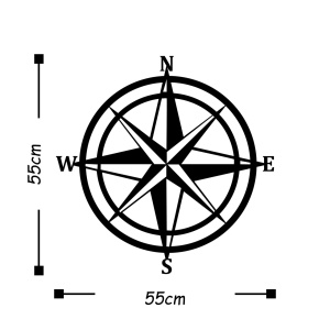Μεταλλικός πίνακας Compass Μαύρο 55x55 cm - Img 3