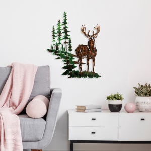 Μεταλλικός πίνακας Deer Πολύχρωμος 65x79 cm - Img 3