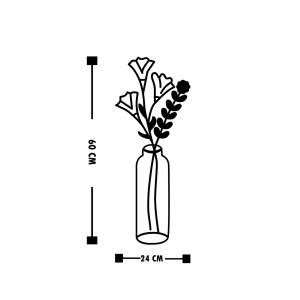 Μεταλλικός πίνακας Flower Μαύρο 24x60 cm - Img 4
