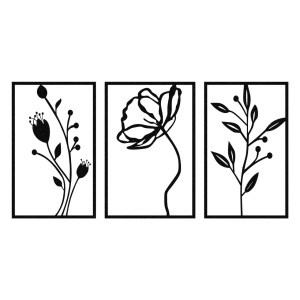 Μεταλλικός πίνακας Flowers Μαύρο 70x39 cm - Img 5
