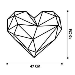Μεταλλικός πίνακας Heart Μαύρο 47x40 cm - Img 6