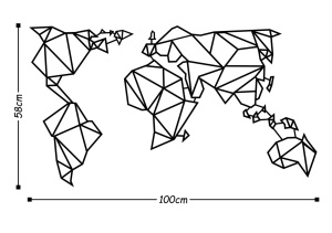 Μεταλλικός πίνακας World Μαύρο 100x58 cm - Img 3