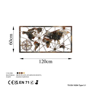 Μεταλλικός πίνακας World Πολύχρωμος 120x60x1.5 cm - Img 7