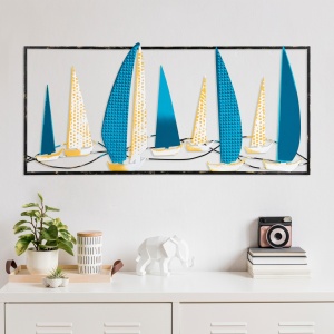 Μεταλλικός πίνακας Yelkenli Πολύχρωμος 40x90 cm