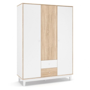 Ντουλάπα Awell 3 Πόρτες σε χρώμα Sonoma-Λευκό 153.5x54.5x216 cm