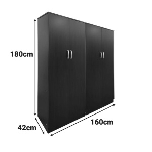 Ντουλάπα με 4 Πόρτες, Athos I, V1, Wenge, 160x42x180 cm - Img 4