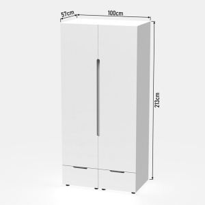 Ντουλάπα με doua Πόρτες Afina Pako World Λευκό 100x57x213 cm - Img 7