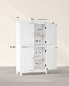 Ντουλάπι Μπάνιου Vasagle Λευκό 60x30x110 cm - Img 6