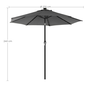 Ομπρέλα βεράντας Songmics Γκρι 300x300x240 cm - Img 3