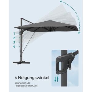 Ομπρέλα βεράντας Songmics Γκρι 300x300x260 cm - Img 4