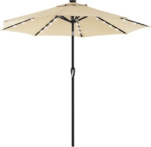 Ομπρέλα ηλίου, Songmics, 270 cm, LED, UPF 50+, Μπεζ
