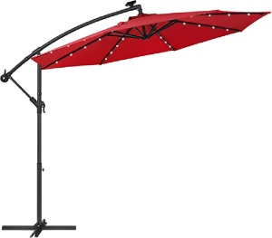 Ομπρέλα ηλίου, Songmics, 32 LED, UPF 50+, Κόκκινο