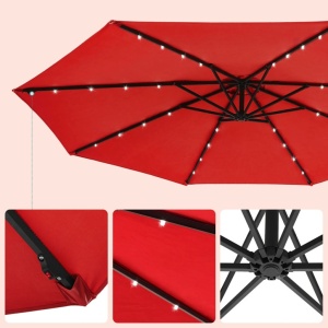 Ομπρέλα σκίασης, Songmics, 300 cm, UPF 50+, Κόκκινο - Img 3