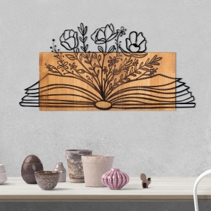 Πίνακας από ξύλο και μέταλλο Culture Μαύρο 74x37 cm