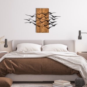 Πίνακας από ξύλο και μέταλλο Migration Μαύρο 86x58 cm