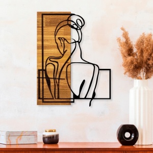 Πίνακας από ξύλο και μέταλλο Woman Μαύρο 39x3x50 cm