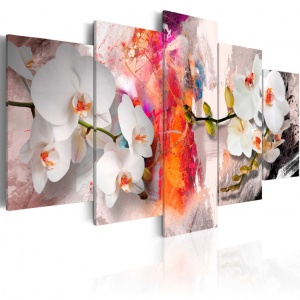 Πίνακας - Colorful background and orchids 200x100 cm