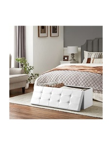 Παγκάκι Αποθήκευσης Songmics, 120 L, LSF75WT, Λευκό, 300 Kg, 110 x 38 x 38 cm - Img 3