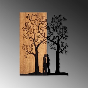 Πίνακας από ξύλο και μέταλλο Love Καρυδί 45x58 cm - Img 4