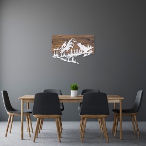 Πίνακας από ξύλο και μέταλλο Mountain Καρυδί 38x58 cm - Img 3