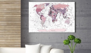 Πίνακας από φελλό - Pink Frontiers [Cork Map] 120x80 cm - Img 2