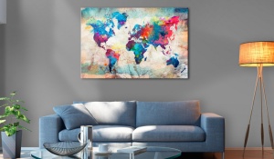 Πίνακας από φελλό - World Map: Colourful Madness [Cork Map] 90x60 cm - Img 2