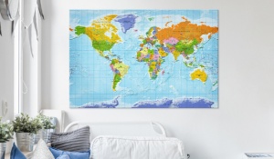 Πίνακας από φελλό - World Map: Countries Flags [Cork Map] 90x60 cm - Img 2