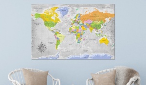 Πίνακας από φελλό - World Map: Wind Rose [Cork Map] 120x80 cm - Img 2