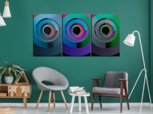 Πίνακας - Gradient Circles (3 Parts) 120x60 cm - Img 2