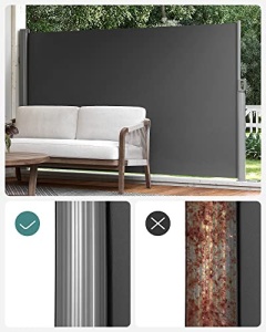 Πλευρική αντηλιακή τέντα, Songmics, Γκρι, 180x400 cm - Img 3