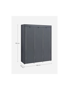 Πτυσσόμενη Ντουλάπα Ρούχων, Songmics, Γκρι, 175 x 150 x 45 cm - Img 7