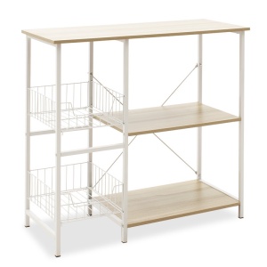 Ράφι Noon cu MDF σε χρώμα λευκό - φυσικό χρώμα ξύλου 80x34x75cm