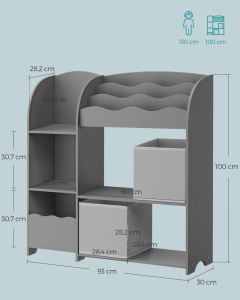 Ράφι αποθήκευσης παιχνιδιών Songmics Γκρι 93x30x100 cm - Img 6