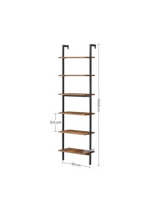 Ράφι τοίχου, Vasagle, 6 Ράφια, Rustic Καφέ, LLS103B01, 30 x 205 x 60 cm - Img 3